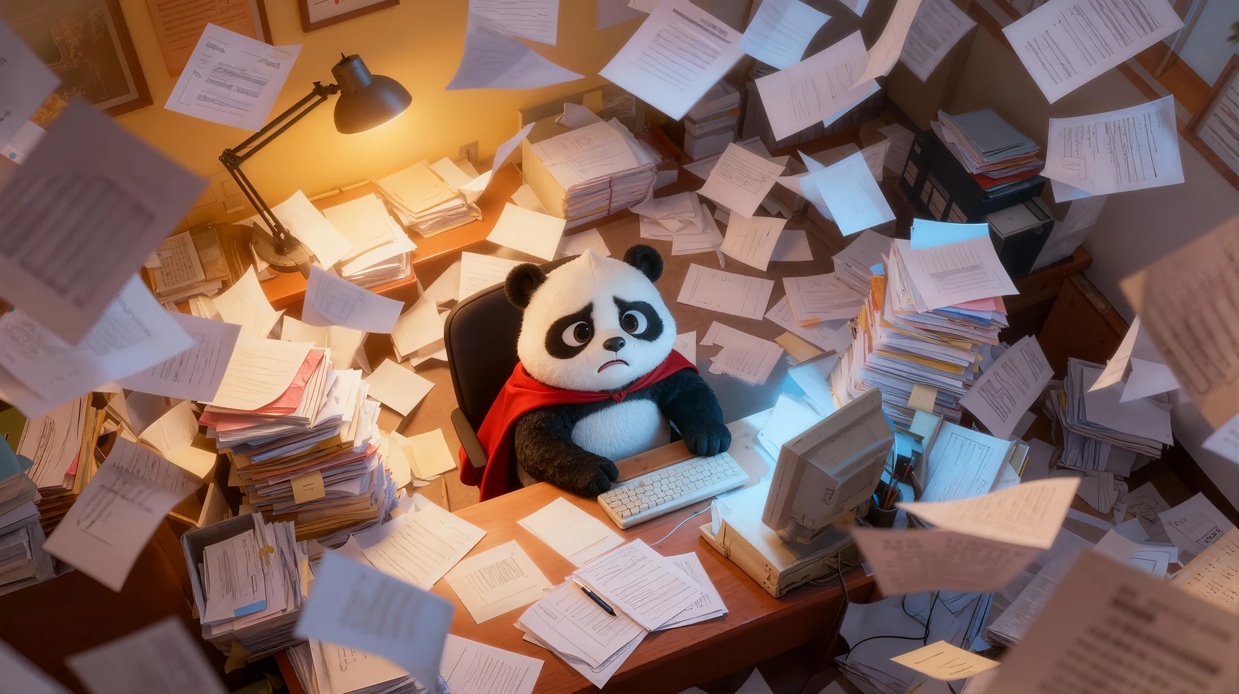 Generated scene with the panda character
